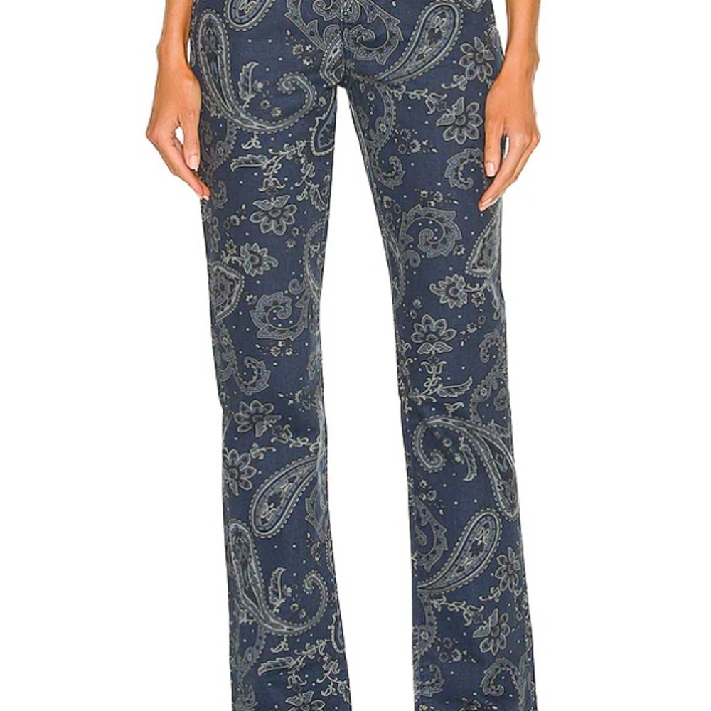 WeWoreWhat Navy Paisley Flare Jeans